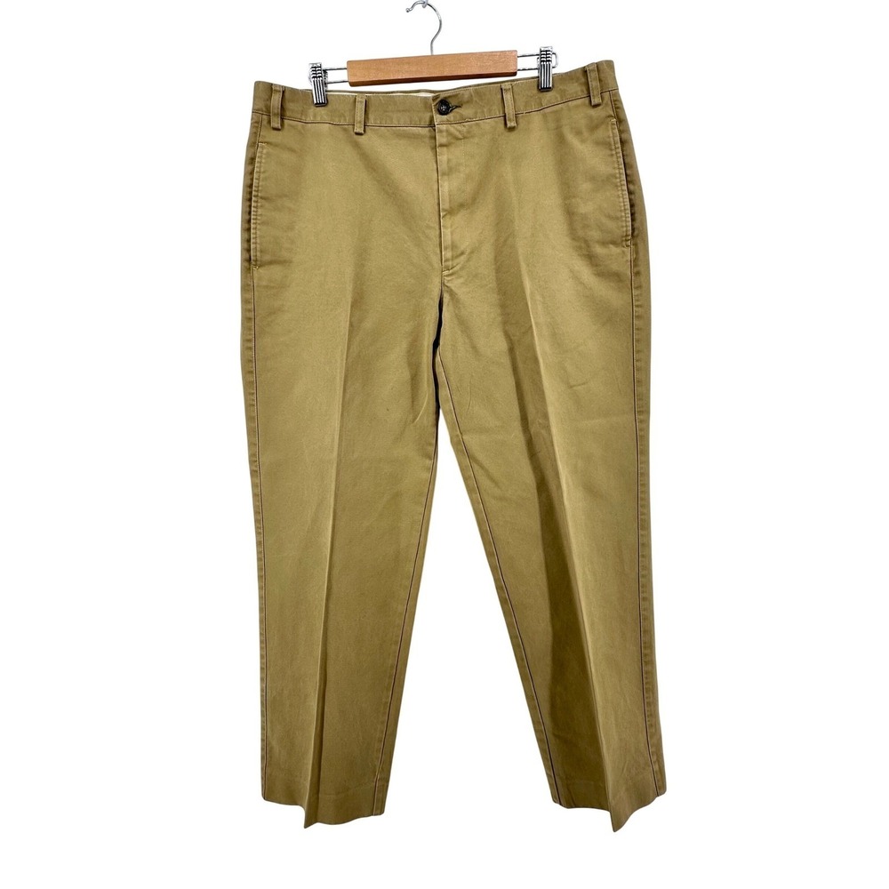 Orvis Mens Khaki Chino Pants 38 Classic Fit Flat Front Cotton Twill Trousers Tan